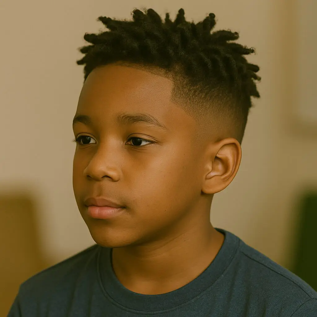 Kid with Fade Haircut & Kinky Twists