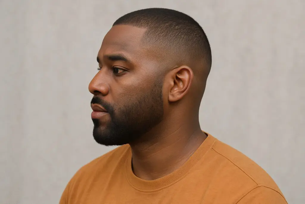 man with a buzz cut fade