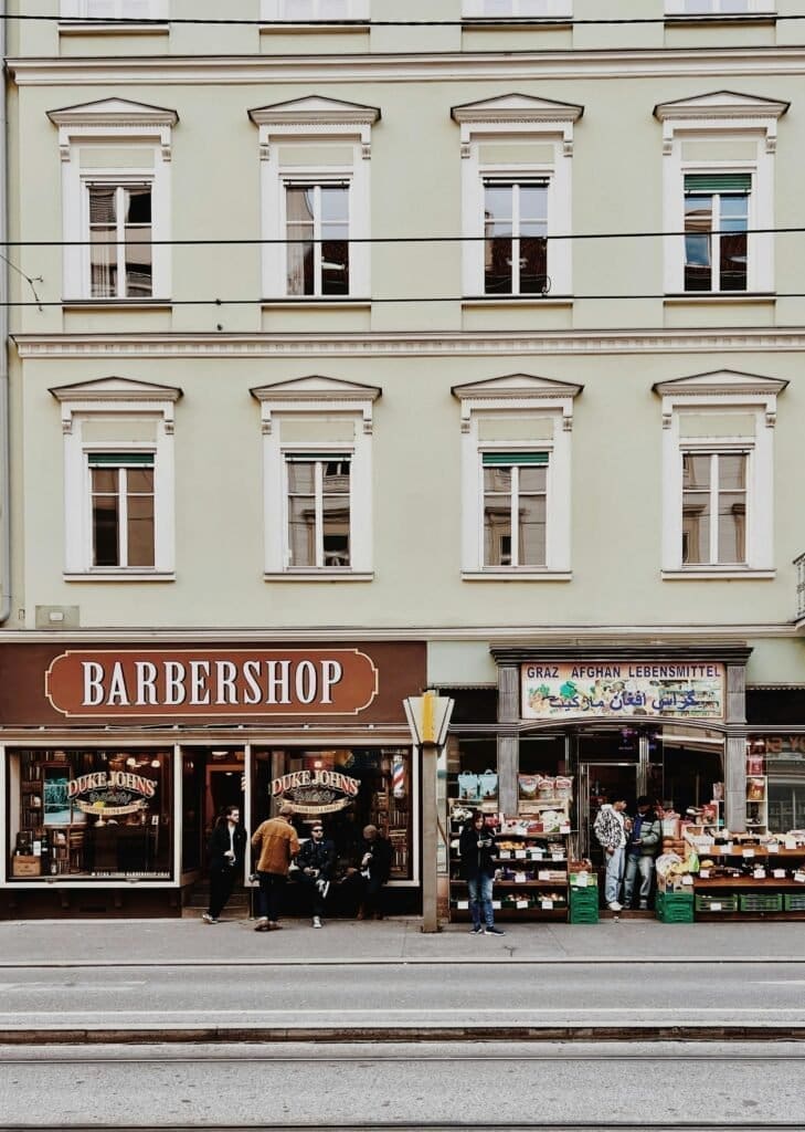 barbershop on busy street