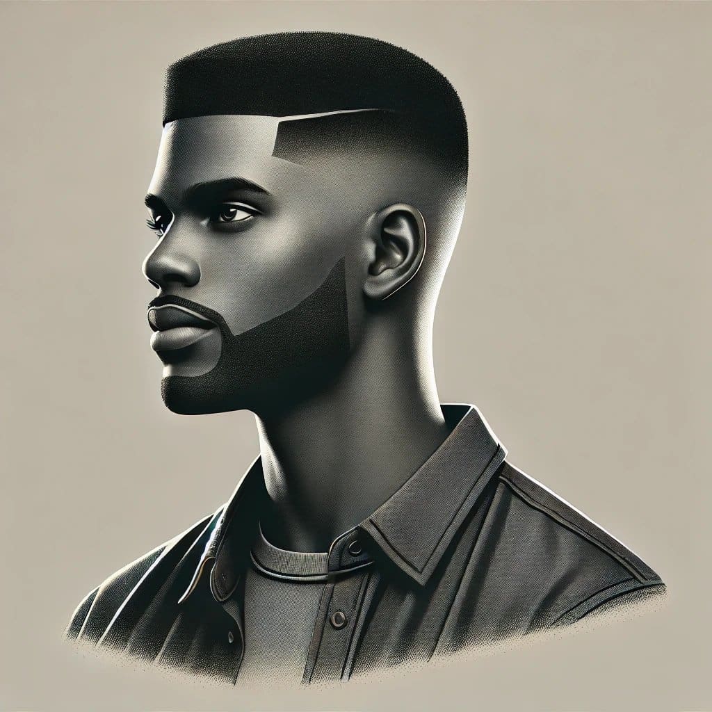 black man with fade haircut and part