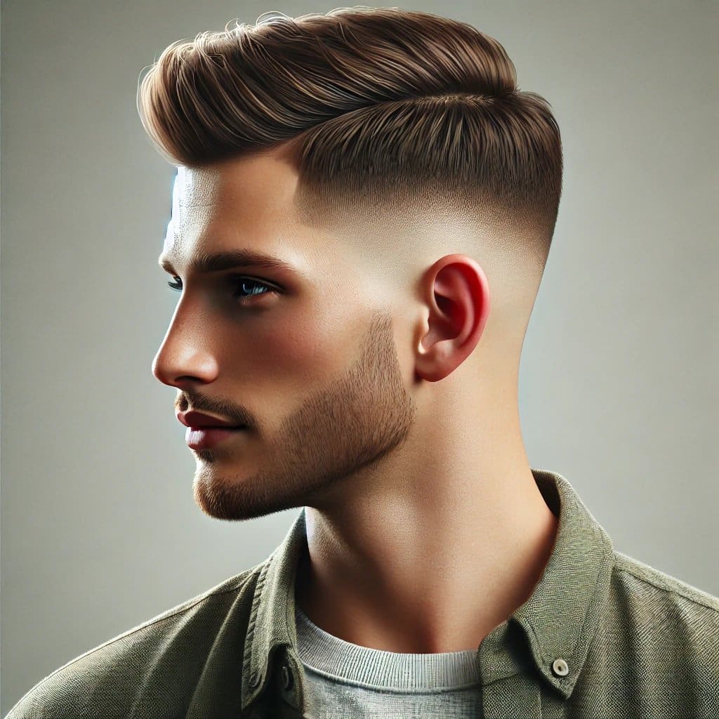 a man with a mid fade haircut