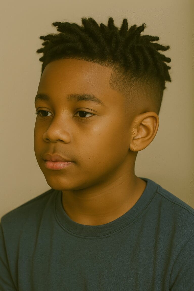 Kid with Fade Haircut & Kinky Twists