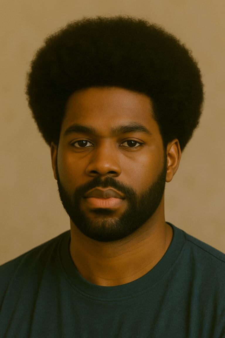 Afro Haircut With Beard
