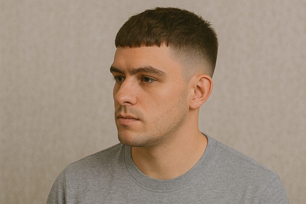 man with a textured crop fade haircut