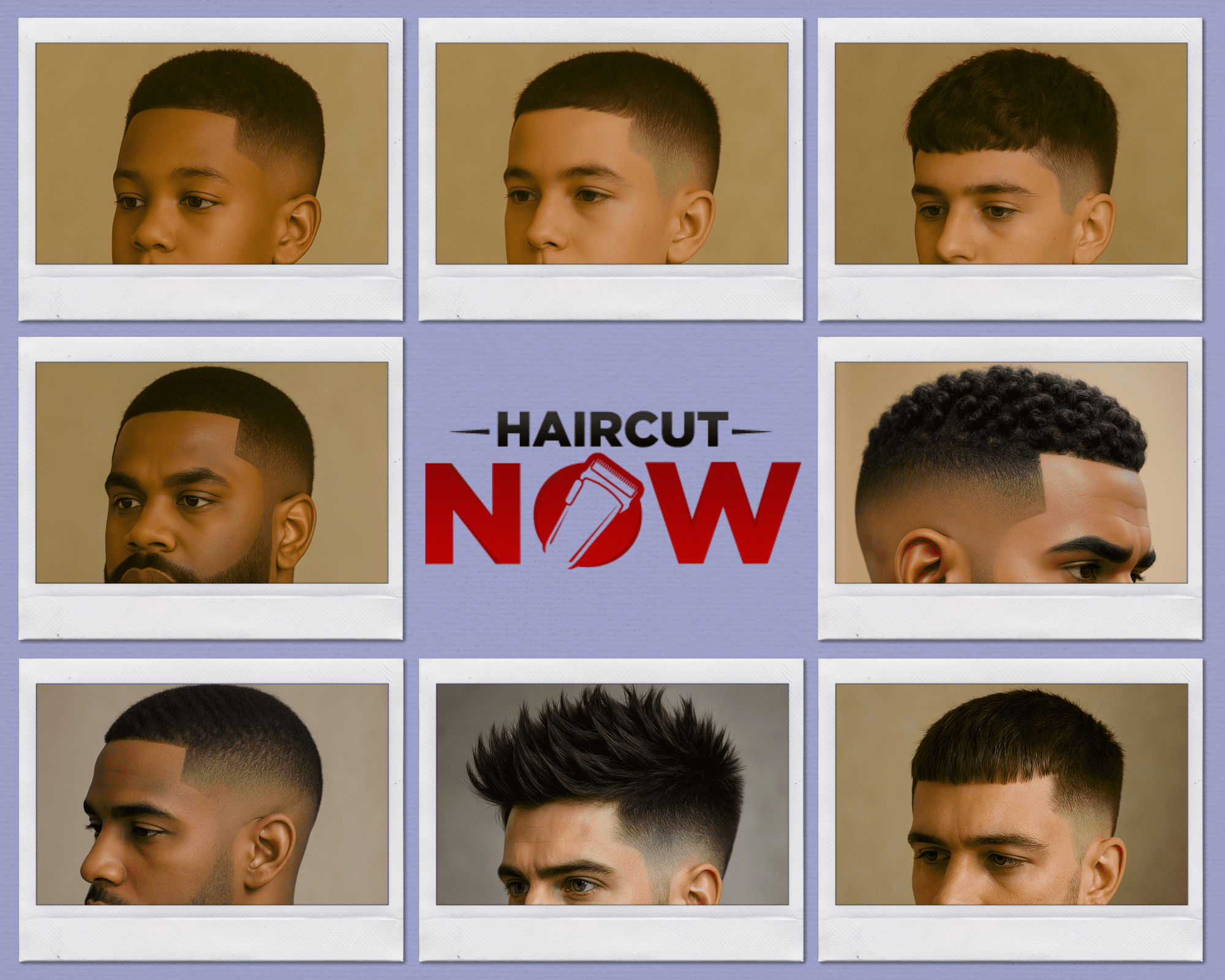 photo collage of fade haircuts