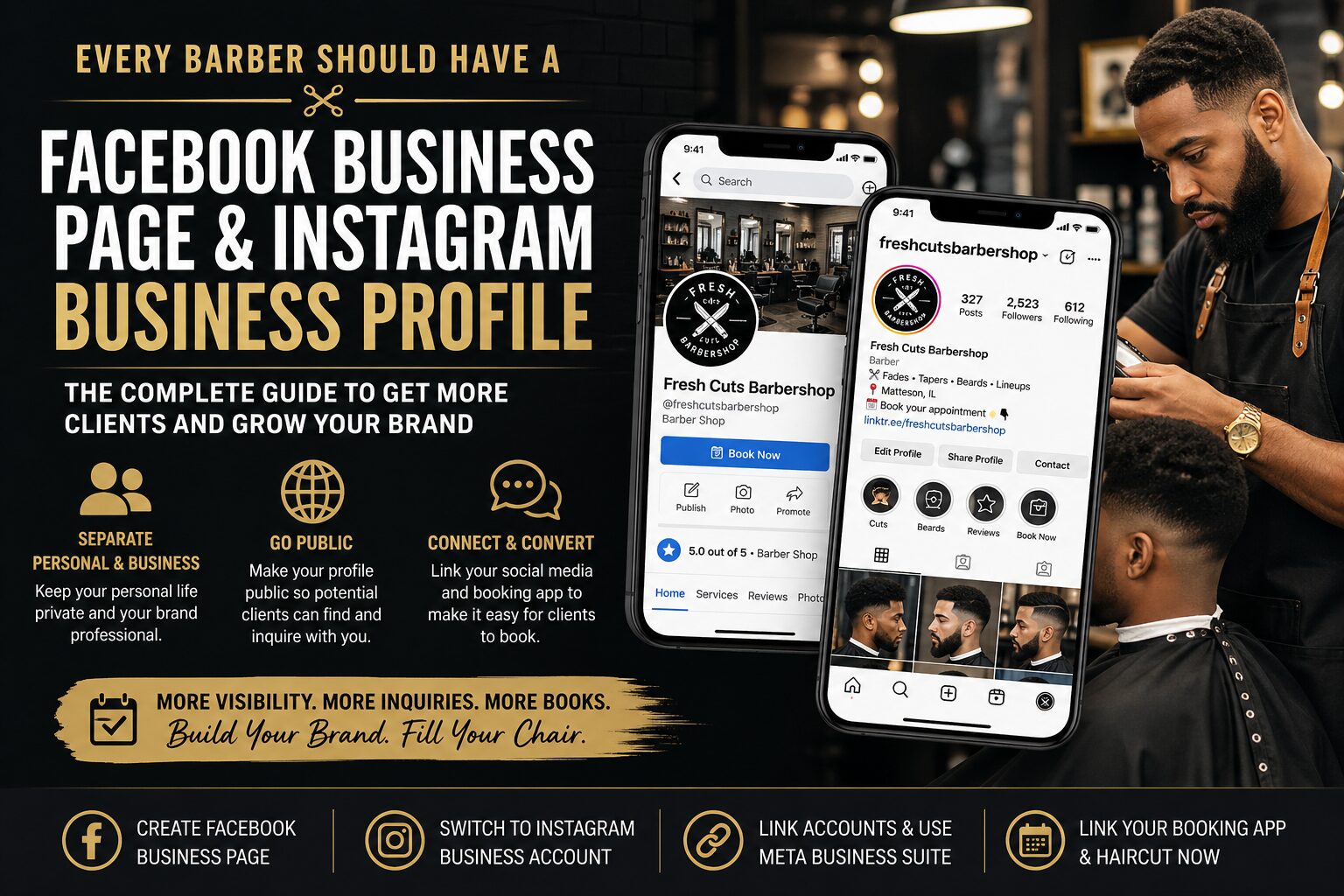 Read more about the article Every Barber Should Have a Public Business Page: How to Create a Facebook Business Page and Link It to Instagram