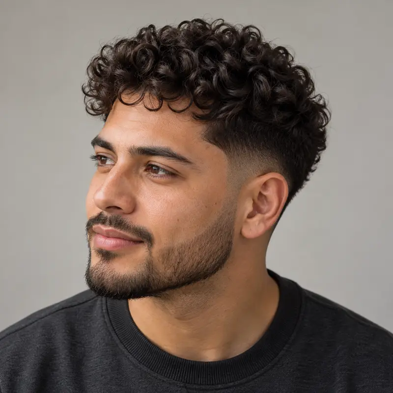 AI-generated haircut inspiration: curly taper with defined curls